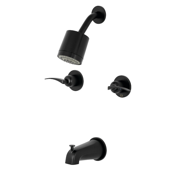 Tub and Shower Faucet, Matte Black, Wall Mount